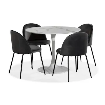 Matgrupp Basic Home Caitly Runt Matbord 100 cm Vit Bas med 4 FelipeMatstol