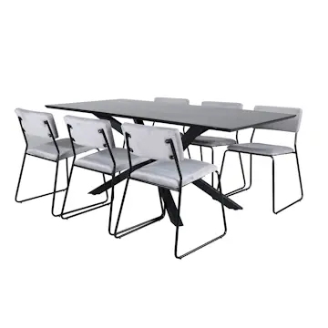 Matgrupp Venture Home med Piata Matbord och 6 Kungshamn Matstolar i Sammet