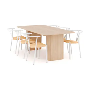 Matgrupp Bark Kopparbo Rektangulärt Matbord 200-260 cm Förlängningsbartt med 6 Elysia Matstol