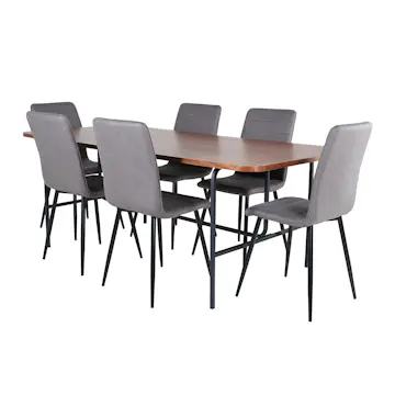 Matgrupp Venture Home Chicago matbord och Walerina matstol Brun