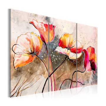 Handmålad Tavla Arkiio Vallmor Piskade Av Vinden 120x80