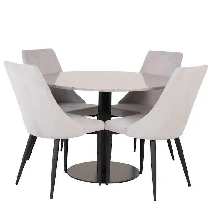 Matgrupp Venture Home Roxanna Grå Bord med 4 Laura Stolar Manchester