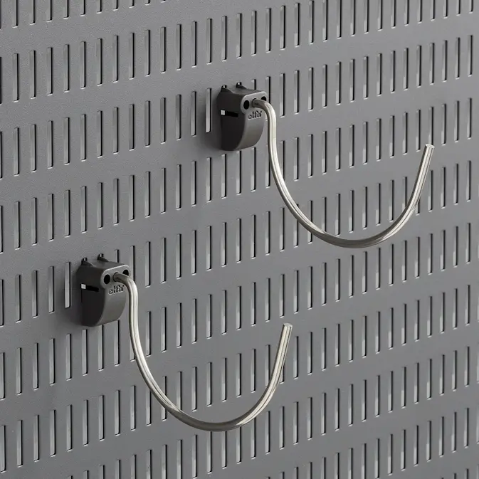 Stor Rund Krok Elfa Garage+ för Förvaringstavla 2-pack