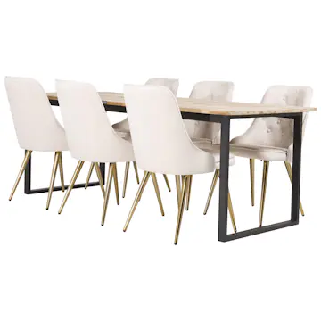 Matgrupp Venture Home Cirebon med 6 Velvet Deluxe Stolar