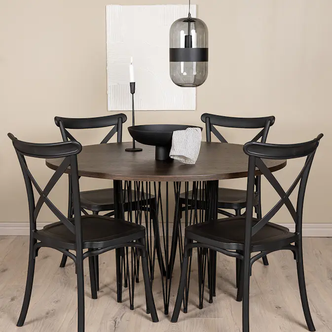 Matgrupp furniture/fashion Stone Rund med 4 Crosett Stolar