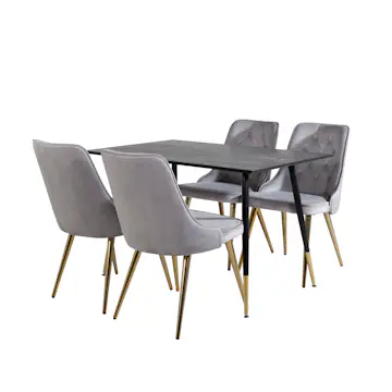 Matgrupp Venture Home Dipp med 4 Velvet Stolar