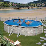 Poolset i stenimitation Planet Pool Oval