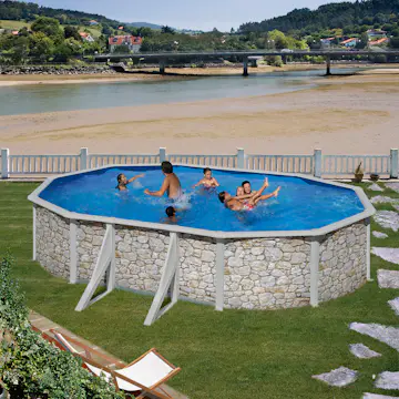 Poolset i stenimitation Planet Pool Oval