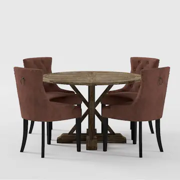 Matgrupp Bloomington Lyon Runt Matbord 120-160 cm Förlängningsbartt med 4 Viktoria Matstol