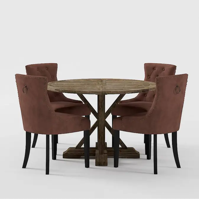 Matgrupp Bloomington Lyon Runt Matbord 120-160 cm Förlängningsbartt med 4 Viktoria Matstol