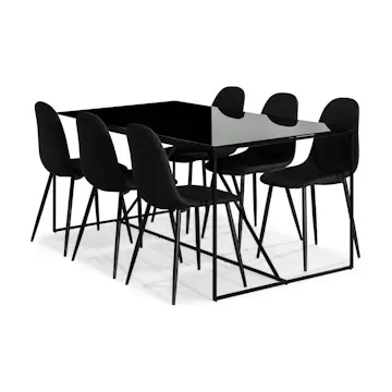 Matgrupp Basic Home Indy Rektangulärt Matbord 180 cm med 6 Nibe Matstol