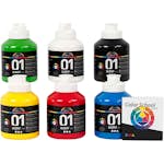 Akrylfärg Creativ Company A-color Primärfärger Nr 01 Blank 6st 500 ml/1 Förp