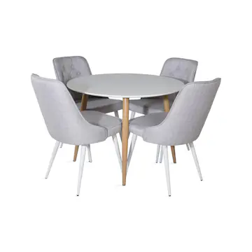 Matgrupp Basic Home Pelle Runt Matbord 100 cm med 4 Valera Matstol