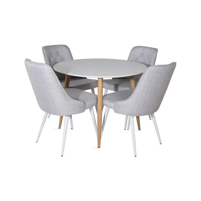 Matgrupp Basic Home Pelle Runt Matbord 100 cm med 4 Valera Matstol