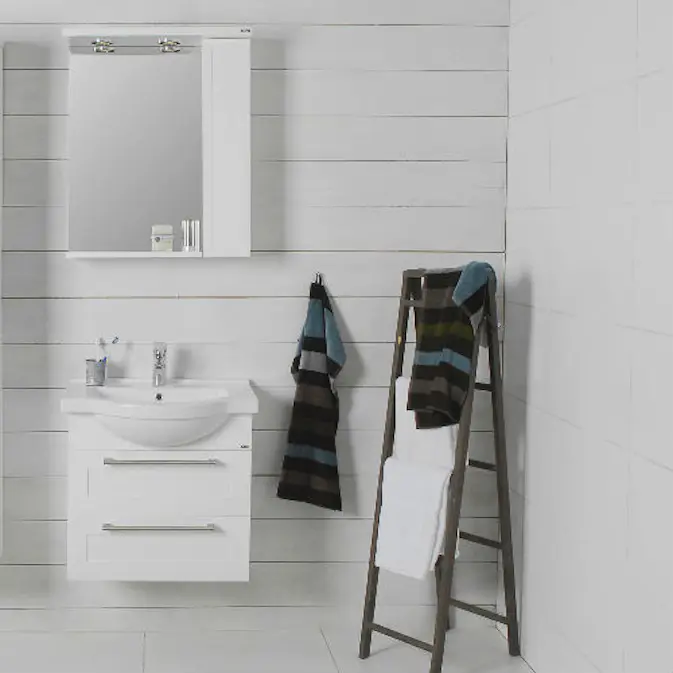 Möbelpaket Noro Newport 600 Matt Vit med Spegelskåp Höger