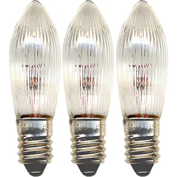 LED-lampor Star Trading Reservlampa E10 12V 2,4W Räfflad 3-pack Transparent