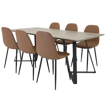 Matgrupp Venture Home Madde med 6 Pobbie Stolar Brun
