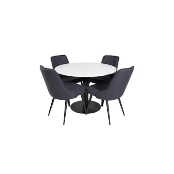 Matgrupp Venture Home Roxanna med 4 Vera Stolar Polyestertyg Runt