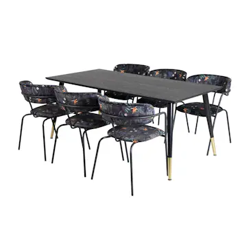 Matgrupp Venture Home Disa med 6 Aris Stolar Polyestertyg