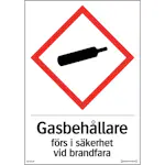 Skylt Systemtext Gasflaskor Vit Reflex