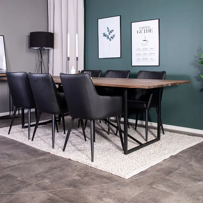 Matgrupp Venture Home Peo med 6 Corina Stolar Läder