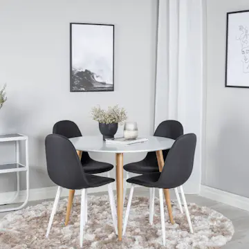 Matgrupp Basic Home Pelle Runt Matbord 100 cm med 4 Ypas Matstol