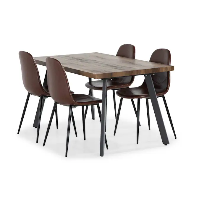 Matgrupp Basic Home Marcelen Matbord 140-180 cm Förlängningsbart med 4 Nibe Matstol