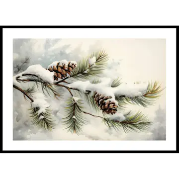 Poster Gallerix Snow Covered Pine Cones