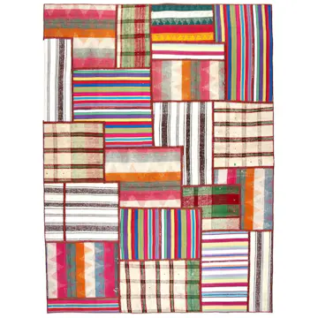 Persisk Patchworkmatta Arkiio Kelim Flerfärgad 152x207