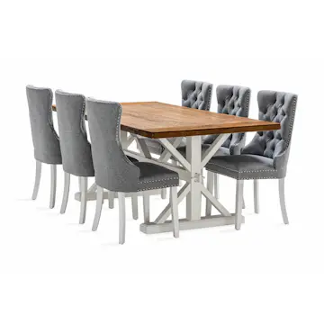 Matgrupp Bloomington Lyon Rektangulärt Matbord 200-290 cm Förlängningsbartt med 6 Bergviken Matstol