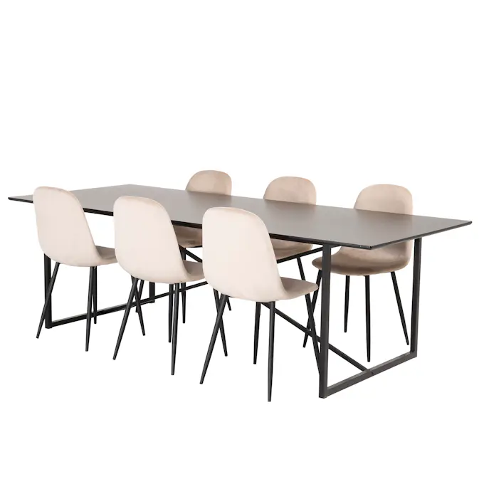 Matgrupp Venture Home Palaba med 6 Pobbie Stolar Sammet