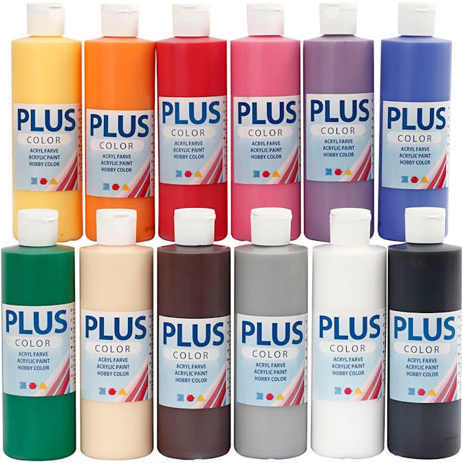 Hobbyfärg Creativ Company Plus Color Standardfärger 12x250 ml/1 Förp