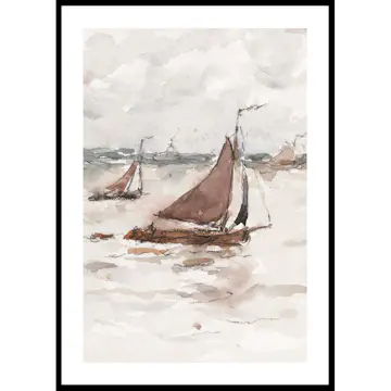 Poster Gallerix Zeilende Vissersschepen Op De Schelde By Carel Nicolaas Storm