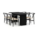 Matgrupp Bark Kopparbo Rektangulärt Matbord 180-240 cm Förlängningsbartt med 6 Dastoori Matstol