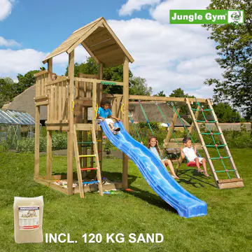Lektorn Jungle Gym Palace Komplett Inkl Climb Modul X'tra, 120 kg Sand, Rutschkana och Klättervägg