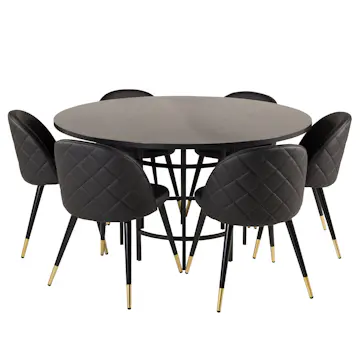 Matgrupp furniture/fashion Copenhagen med 6 Valentina Konstläder Stolar