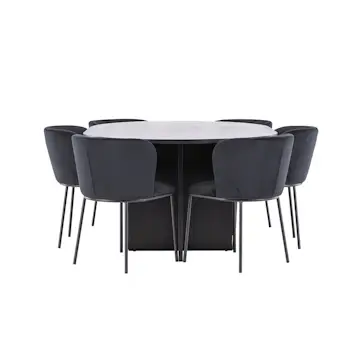 Matgrupp Venture Home Strada Ø120 cm med 6st Edina Matstolar