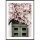 Poster Gallerix Pink Flowers Green Door