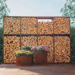 Vedförvaring GrillSymbol Wall XL Cortenstål Vedhylla