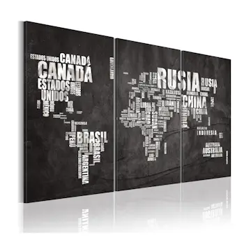 Tavla Arkiio Karta Över Världen Spanska Språket Triptych