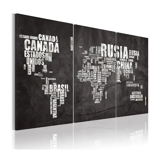 Tavla Arkiio Karta Över Världen Spanska Språket Triptych