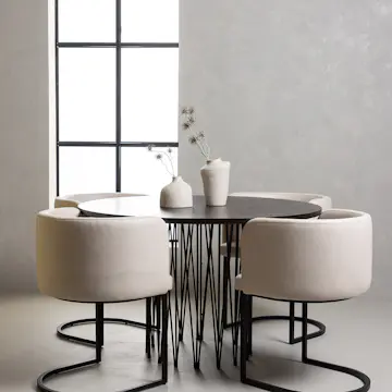 Matgrupp furniture/fashion Stone Ø120 cm med 4 Simrishamn Stolar