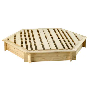 Sandlåda Jabo Sexkantig med Sittbräda & Lock Trä
