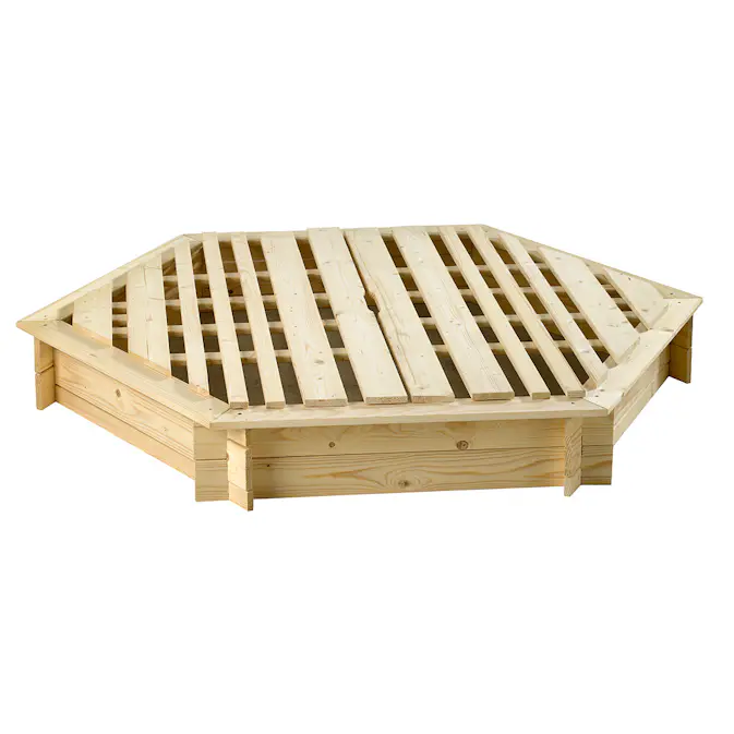 Sandlåda Jabo Sexkantig med Sittbräda & Lock Trä