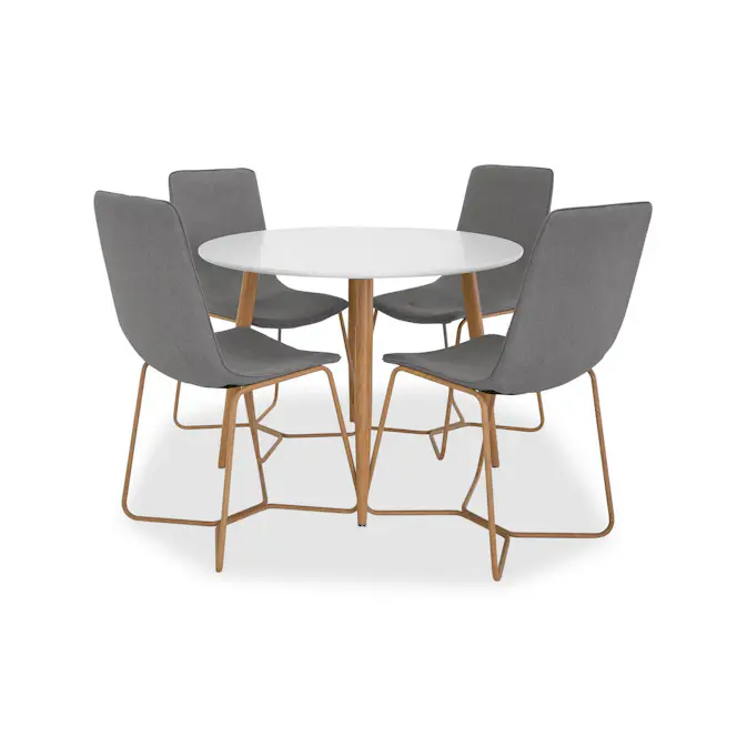 Matgrupp Basic Home Pelle Runt Matbord 100 cm med 4 Thella Matstol