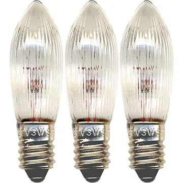 LED-Reservlampa Star Trading E10 55V 3W Räfflat Transparent 3-pack