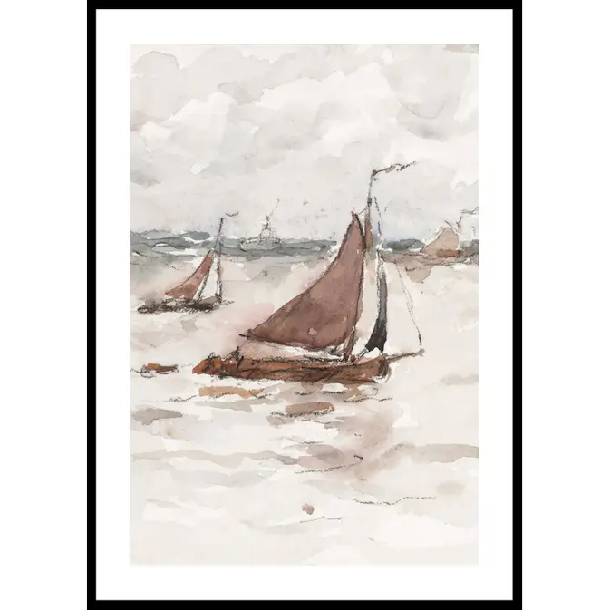 Poster Gallerix Zeilende Vissersschepen Op De Schelde By Carel Nicolaas Storm