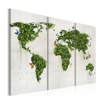 Tavla Arkiio Grönt Land Fjärilar Triptyk