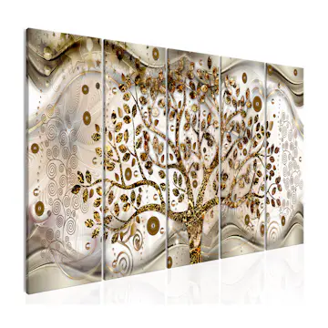 Tavla Arkiio Tree And Waves Brown 5 delar