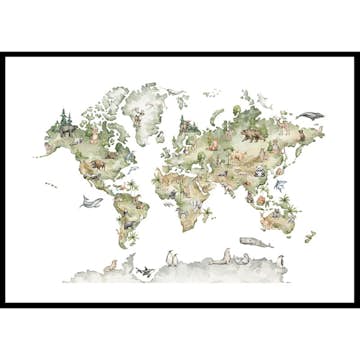 Poster Gallerix Animal World Map